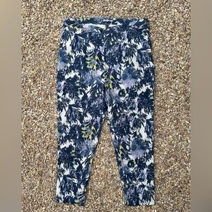 Frances Valentine Navy, White & Yellow Abstract Floral Cropped Pants